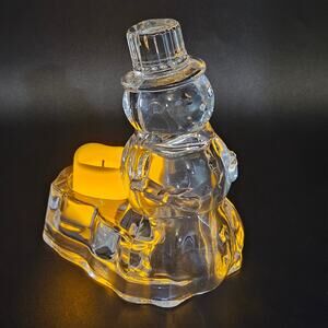 DePlomb 24% Lead Crystal Snowman Candle Holder